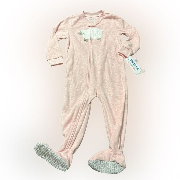 Nwt 2t Carter's Pink sheep fleece footed Pajamas - Picture 1 of 1